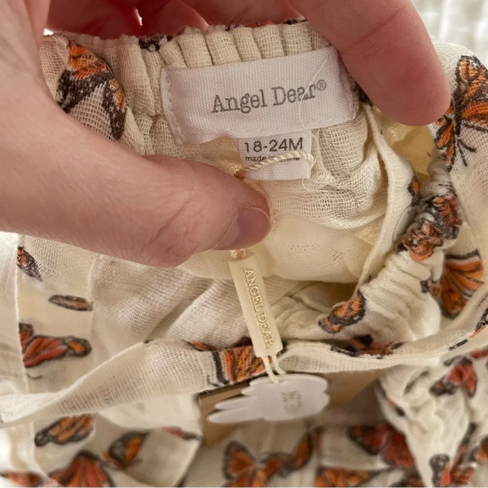 Angel Dear White One-Piece Romper with Orange Butterfly Print